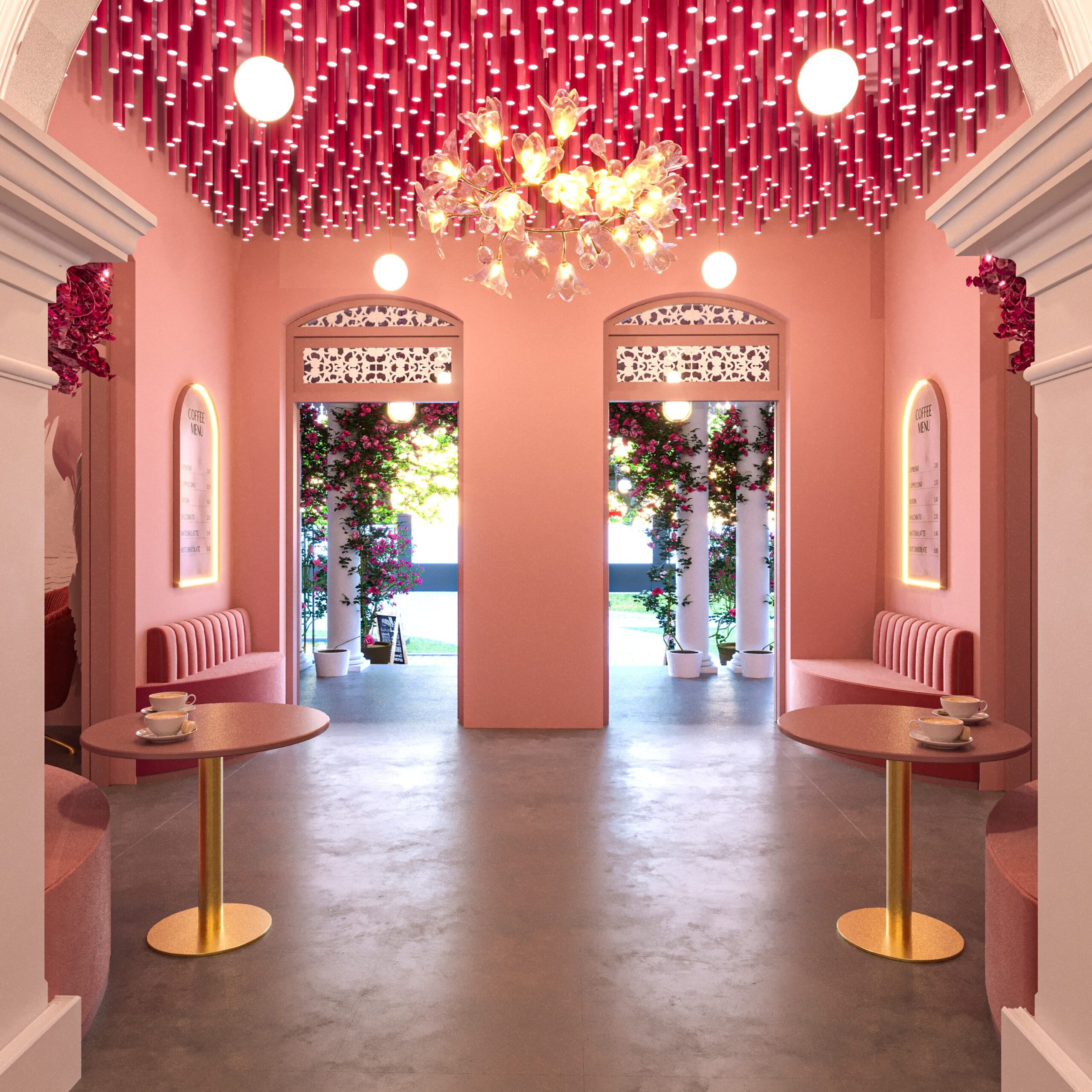 Elegant café interior of Rose Oud