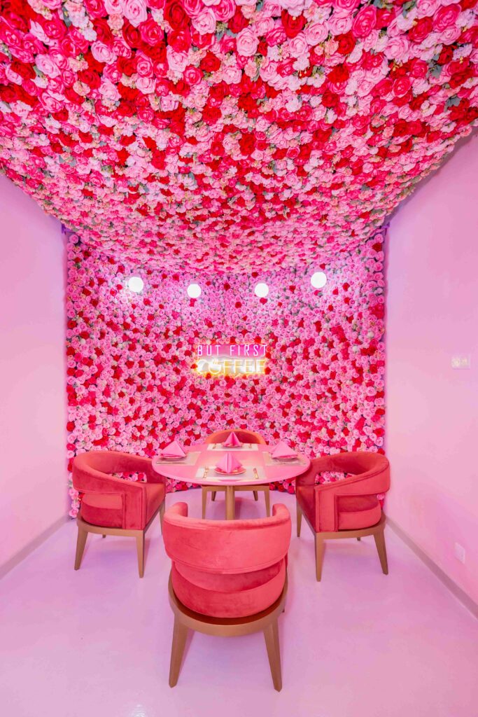 Elegant high-tea setup at Rose Oud Café